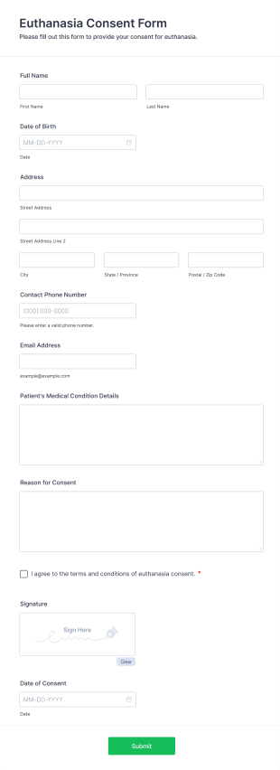 Euthanasia Consent Form Template