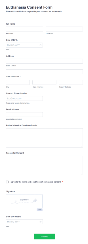 Euthanasia Consent Form Template