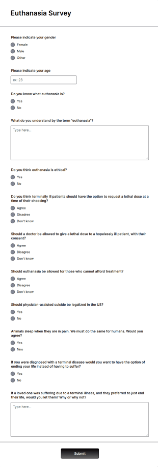 Euthanasia Survey Form Template