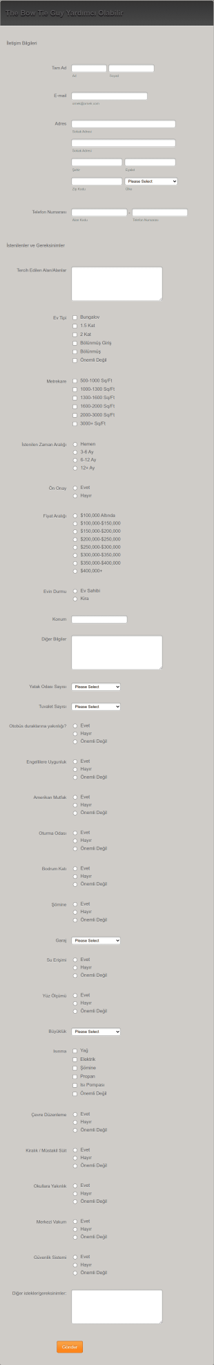 Ev Avı Kontrol Listesi Form Şablonu