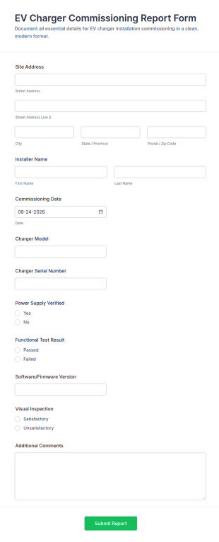 EV Charger Commissioning Report Form Template