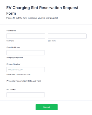 EV Charging Slot Reservation Request Form Template