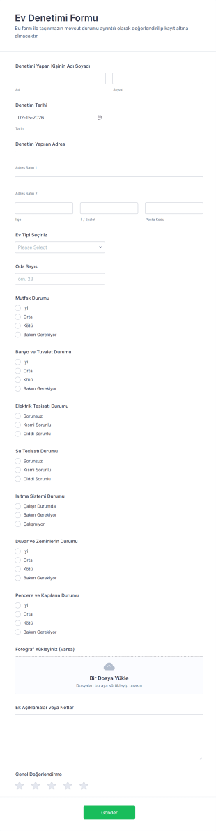 Ev Denetimi Form Şablonu