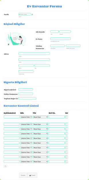 Ev Envanter Form Template