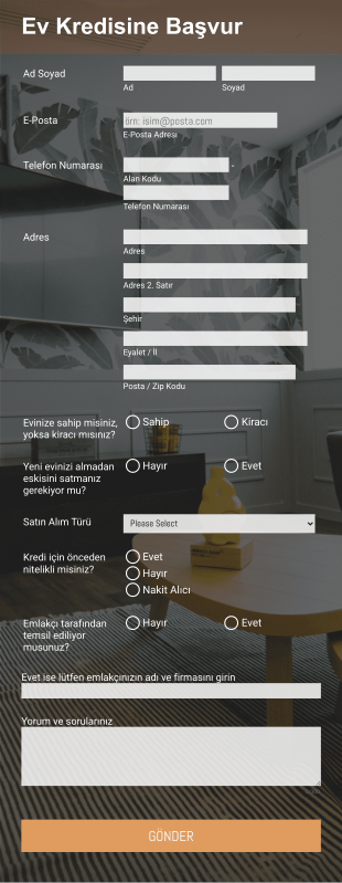 Ev Kredisi Başvurusu Form Şablonu