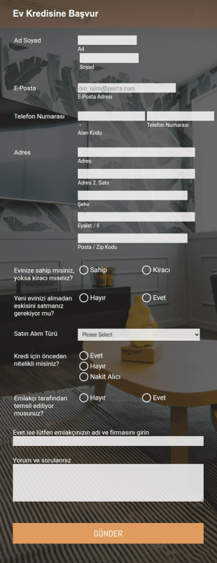 Ev Kredisi Başvurusu Form Şablonu