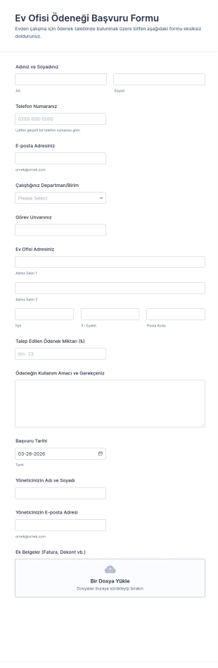 Ev Ofisi Ödeneği Başvuru Form Şablonu