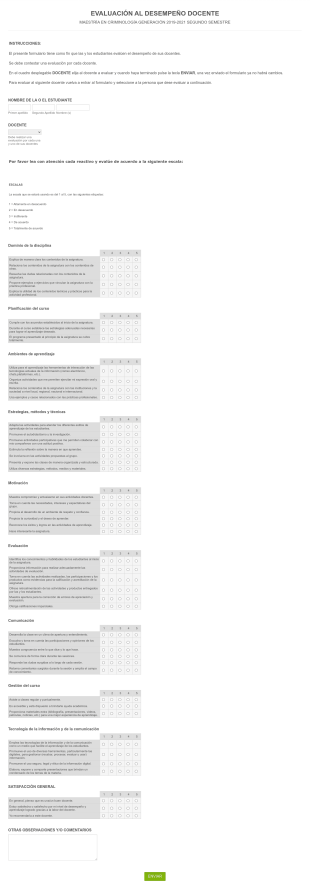 Evaluación Al Desempeño Docente_Maestría En Criminología 2019 2021