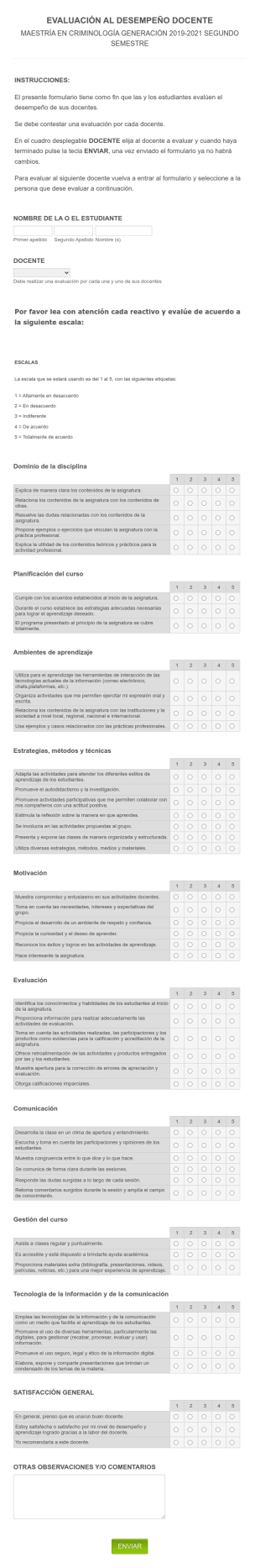 Evaluación Al Desempeño Docente_Maestría En Criminología 2019 2021
