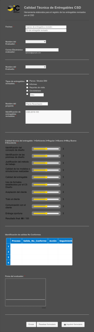 Evaluación De Calidad Técnica De Entregables De Proyectos Form Template