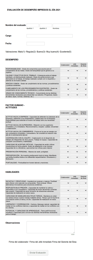 Evaluación De Desempeño 2021