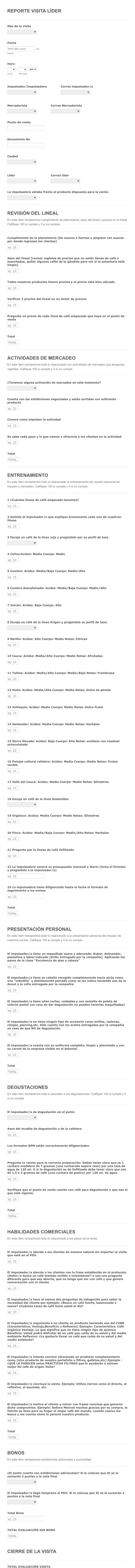 Evaluación De Personal Y Puntos De Venta