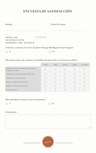 Evaluación De Satisfacción De Servicios Form Template