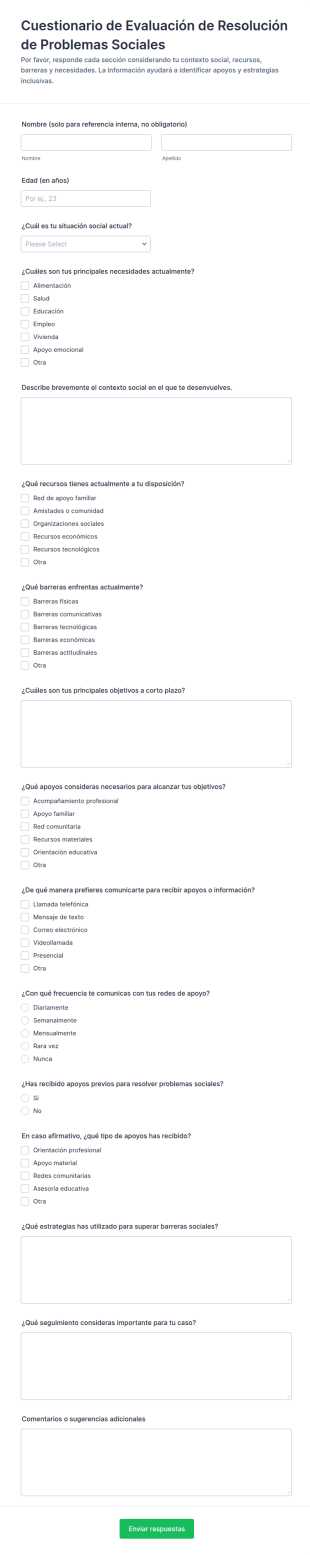 Evaluación De Solución De Problemas Sociales Cuestionario