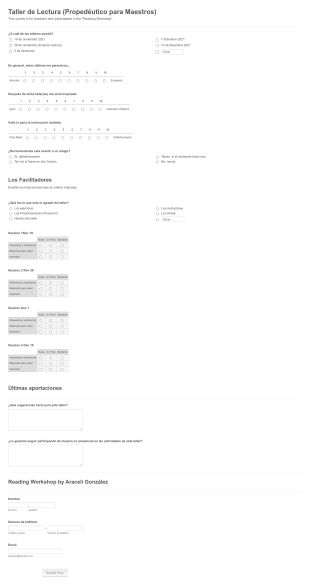 Evaluación De Taller De Lectura