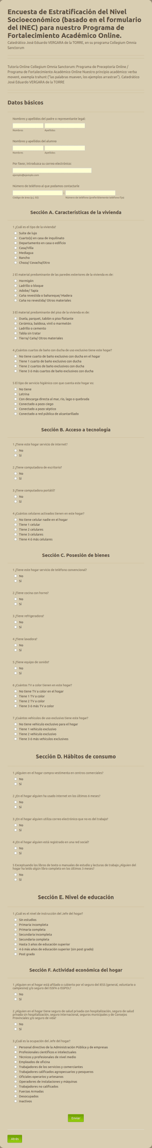 Evaluación Del Nivel Socioeconómico