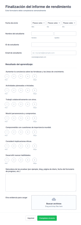 Evaluación Del Rendimiento De Los Alumnos