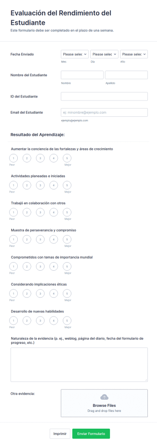 Evaluación Del Rendimiento Del Estudiante