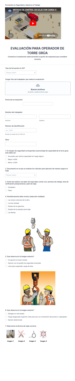 Evaluación Para Operador De Torre Grúa