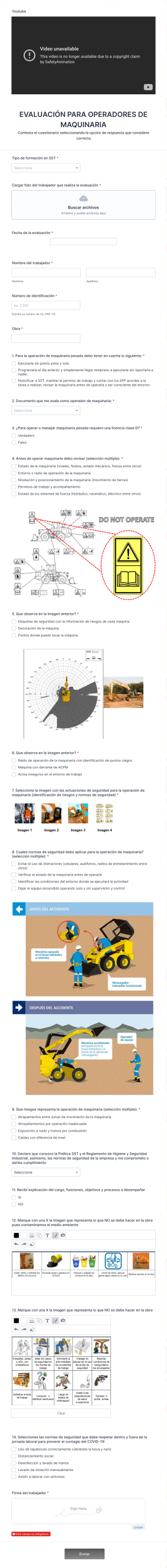 Evaluación Para Operadores De Maquinaria