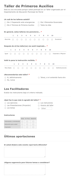 Evaluación Primer Taller De Primeros Auxilios Y Preparación Ante Emergencias