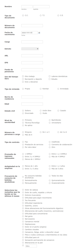 Evaluación Sociodemográfico De Empleados