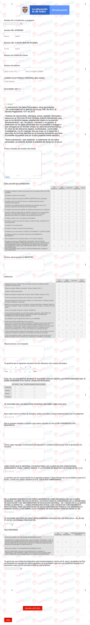 Evaluación Y Balance De Programa Educativo En Inglés