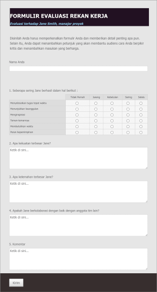 Evaluasi Rekan Kerja Form Template