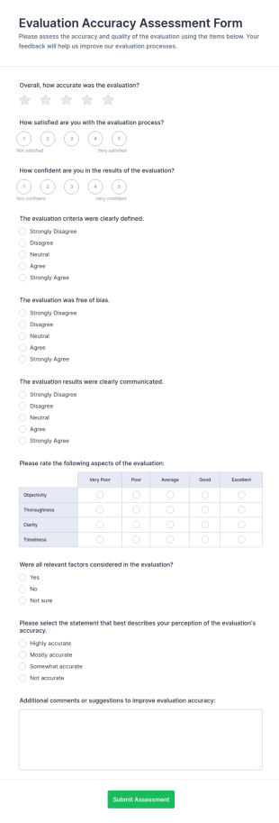 Evaluation Accuracy Assessment Form Template