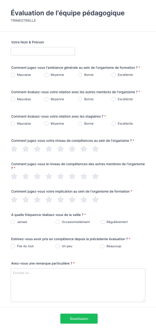 Évaluation De L'équipe Pédagogique Form Template