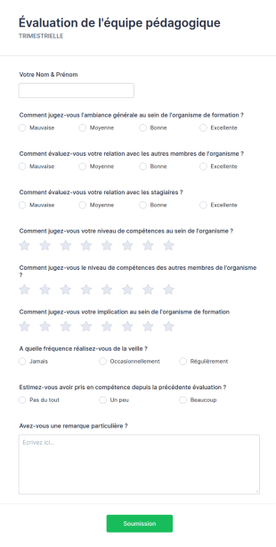 Évaluation De L'équipe Pédagogique