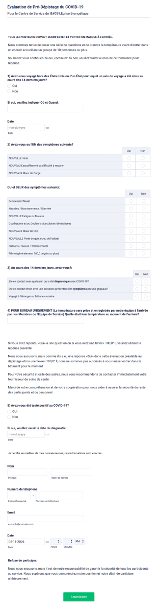 Évaluation De Pré Dépistage Du COVID 19
