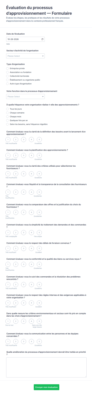 Évaluation Du Processus D’approvisionnement