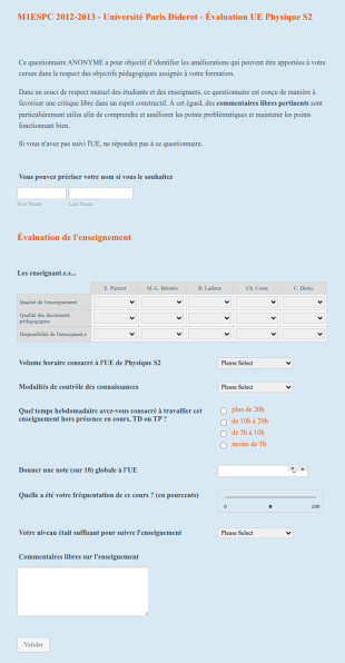 Evaluation Enseignement Supérieur