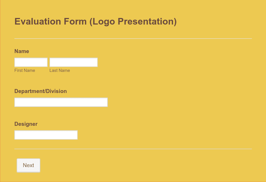 Evaluation Form (Logo Presentation) Form Template | Jotform