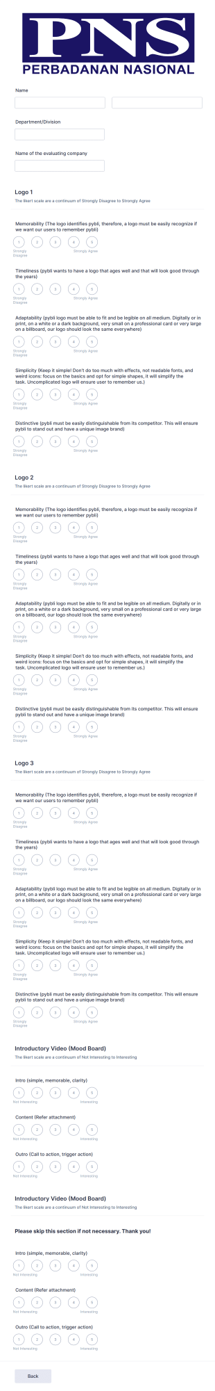 Logo Presentation Evaluation Form Template