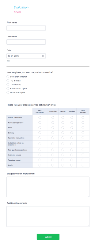 Evaluation Form Template
