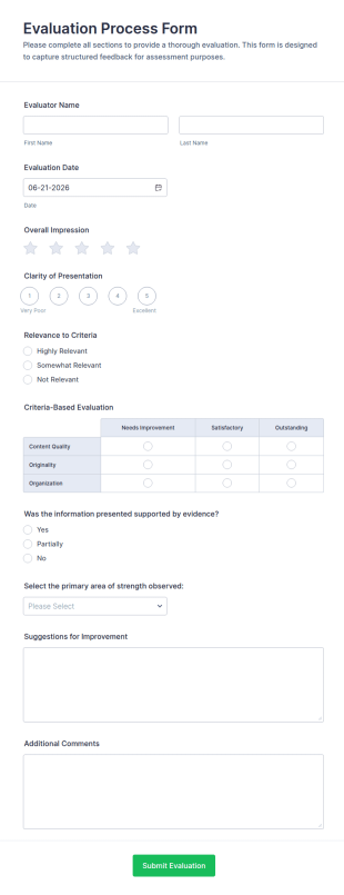 Evaluation Process Form Template