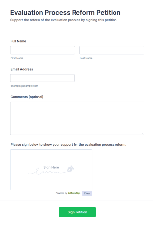 Evaluation Process Reform Petition Form Template