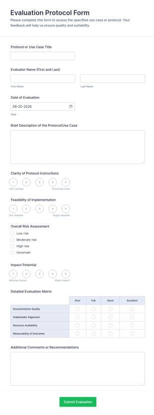 Evaluation Protocol Form Template
