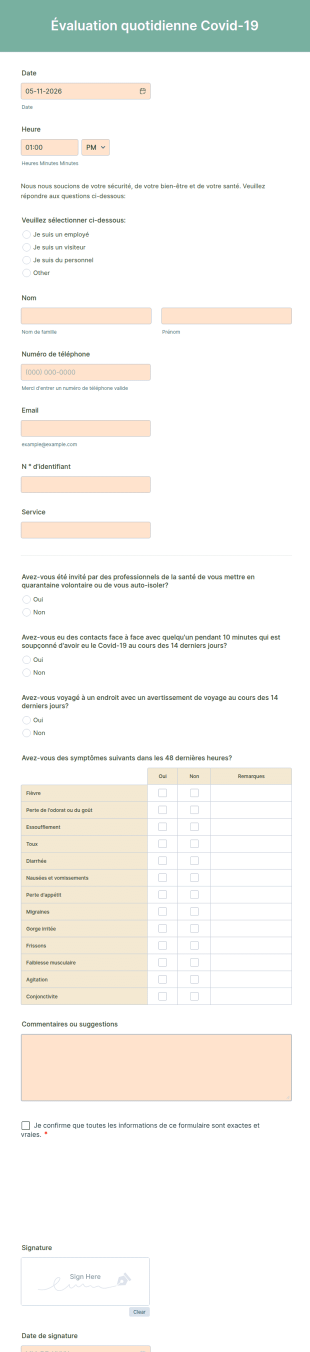 Évaluation Quotidienne Covid 19
