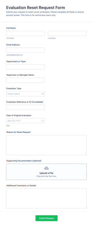 Evaluation Reset Request Form Template