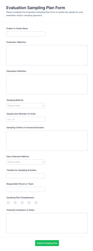 Evaluation Sampling Plan Form Template