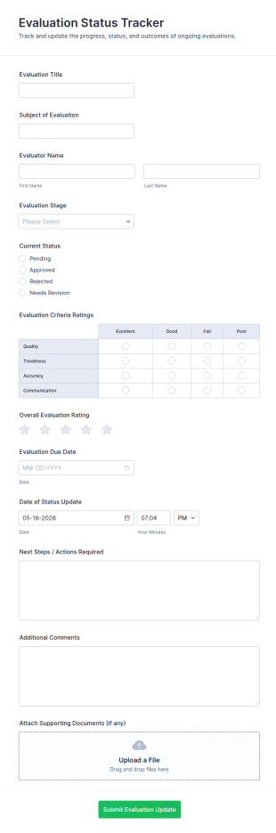 Evaluation Status Tracker Form Template