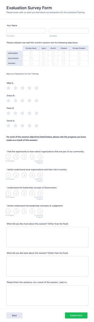 Evaluation Survey Form Template