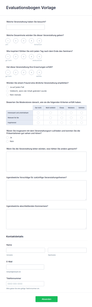 Evaluationsbogen Vorlage