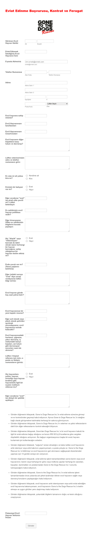 Evcil Hayvan Sahiplenme Form Template