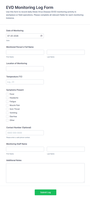 EVD Monitoring Log Form Template