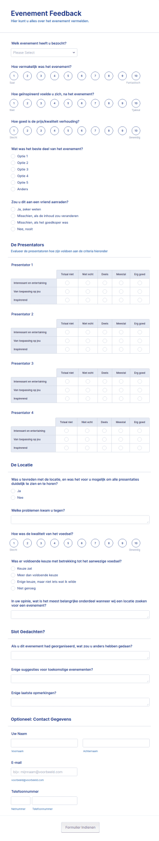 Evenement Feedback Enquêteformulier
