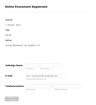 Evenement Registratieformulier
